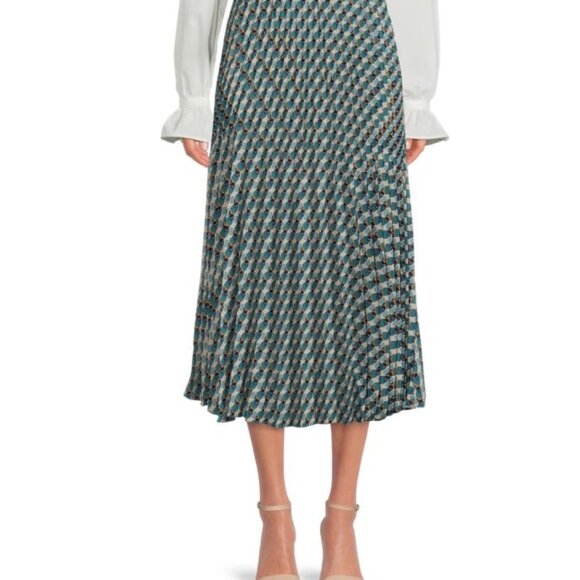 Max Studio Geometric Print Pleated Midi Skirt - Picture 5 of 5